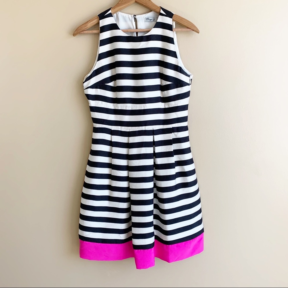 Eliza J stripe fit and flare cocktail RELISTED - Picture 2 of 13
